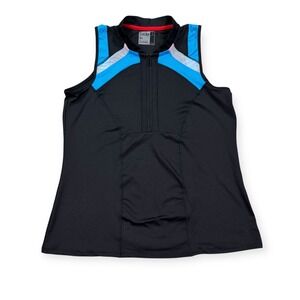 NEW Lucky In Love Tank Top Women's Medium Black Half Zip Pullover Golf Tennis